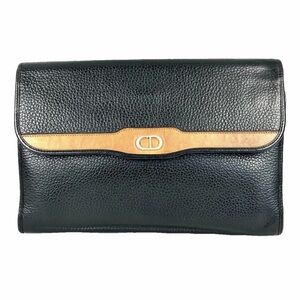 Dior Black and Tan Leather Clutch